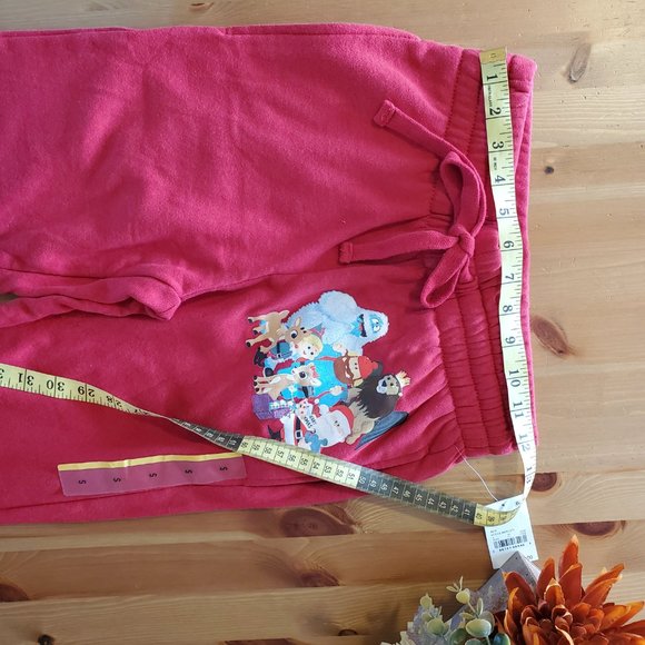 Rudolph the Red-Nosed Reindeer Adult Jogger Sweatpants - Red Size S - Picture 8 of 10